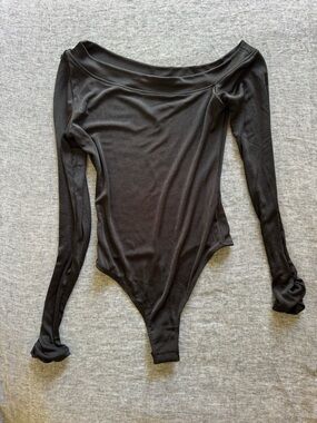 Free People Black Ribbed Bodysuit